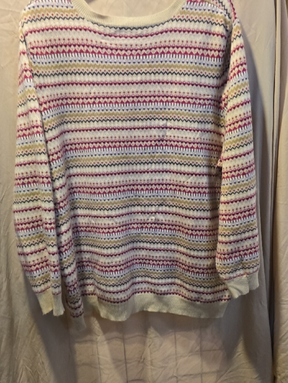 croft & barrow Cream Multicolor Fair Isle Button-Front Cardigan - Picture 11 of 11